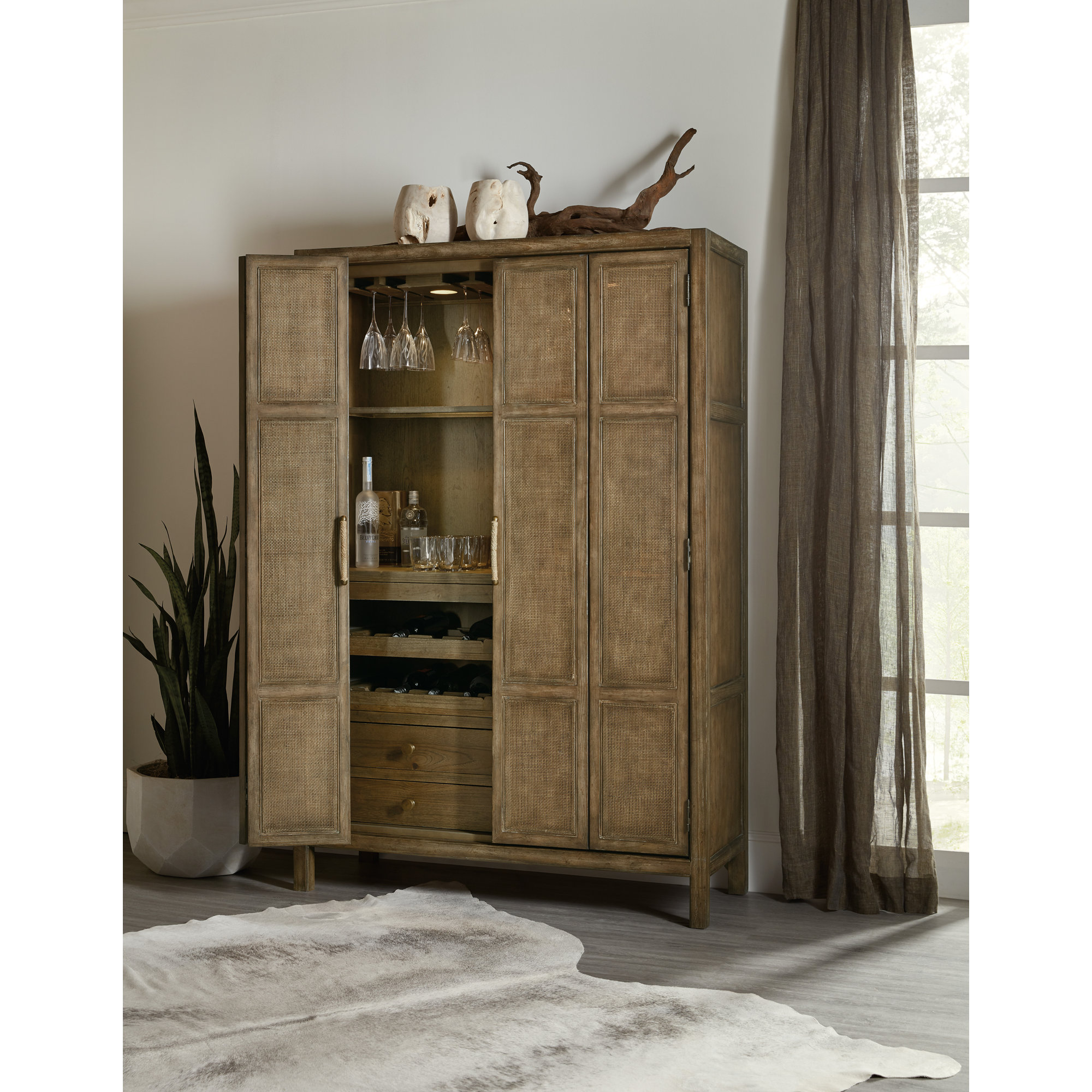 Surfrider 50.75'' Bar Cabinet, Brown