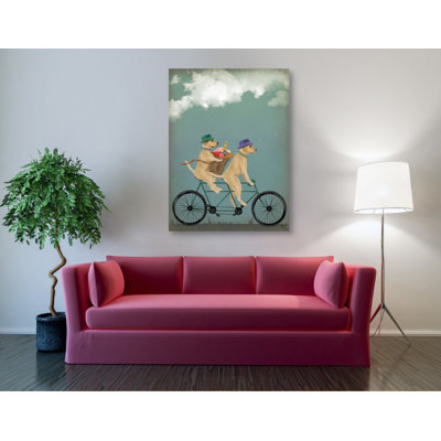 'Yellow Labrador Tandem,' by Fab Funky, Canvas Wall Art