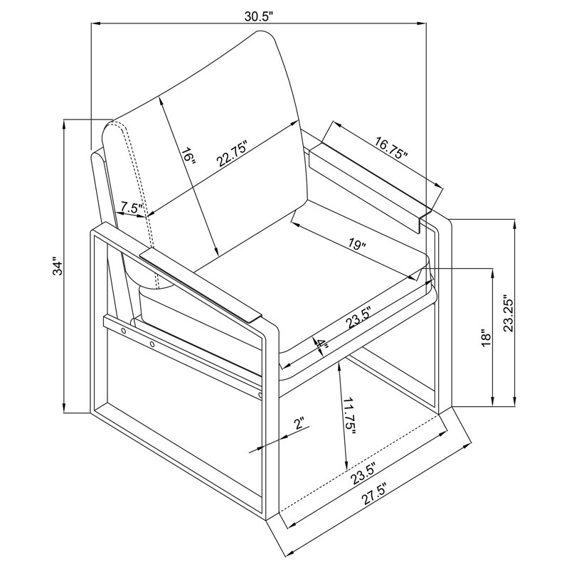 Chaise d'appoint Rosalind, Similicuir brun ombre