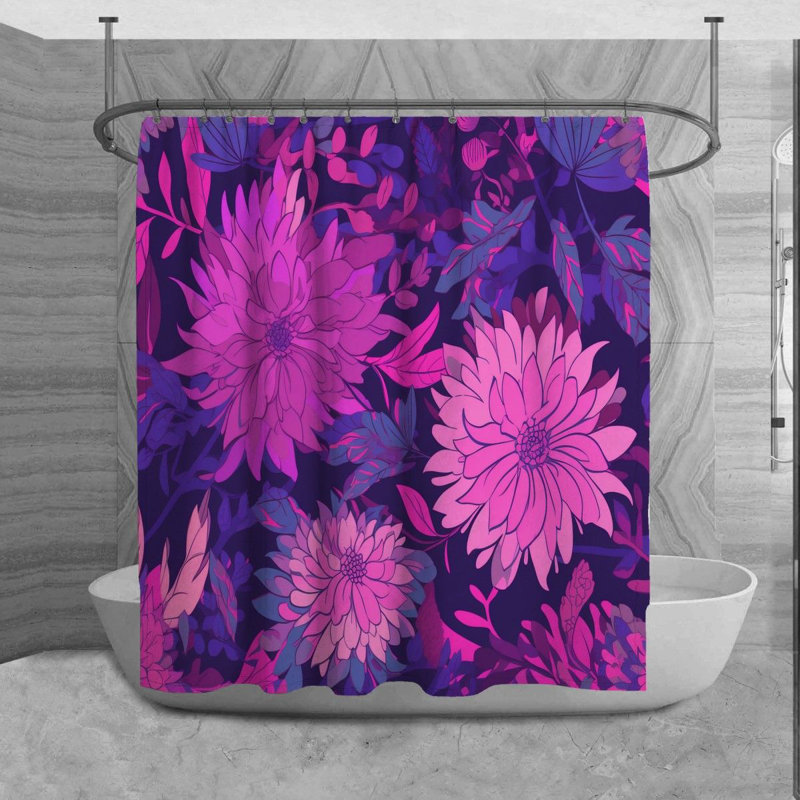 Rideau de douche à motif floral Monsserrat, H 84 po x l 70 po
