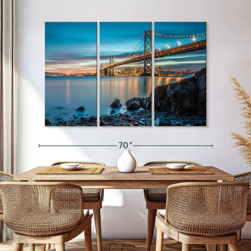 Lilie Oakland Bay Bridge au crépuscule, H 42 po x l 65 po