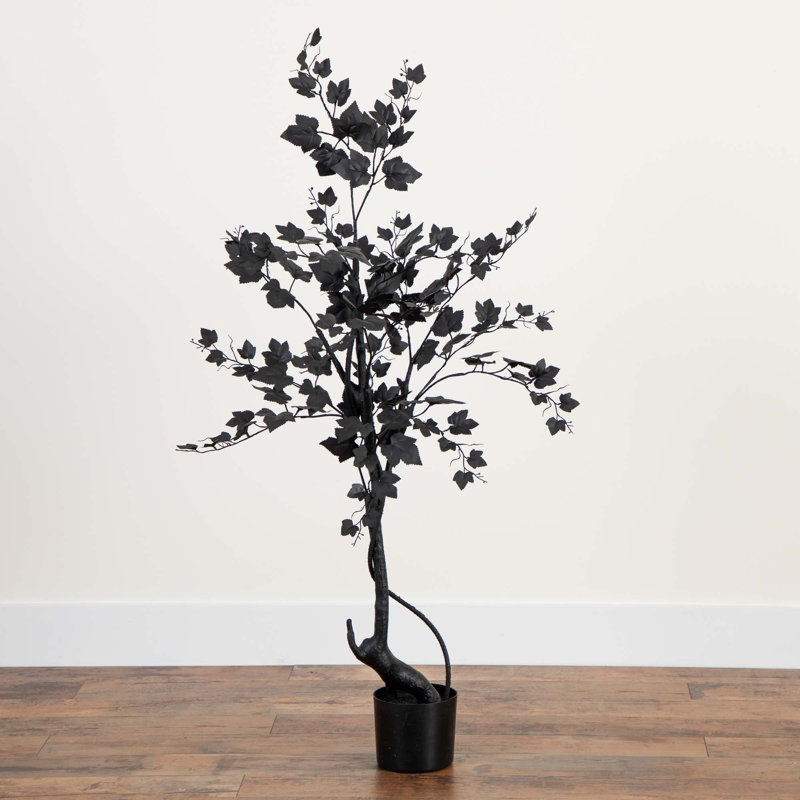 4ft. Halloween Black Maple Artificial Fall Tree