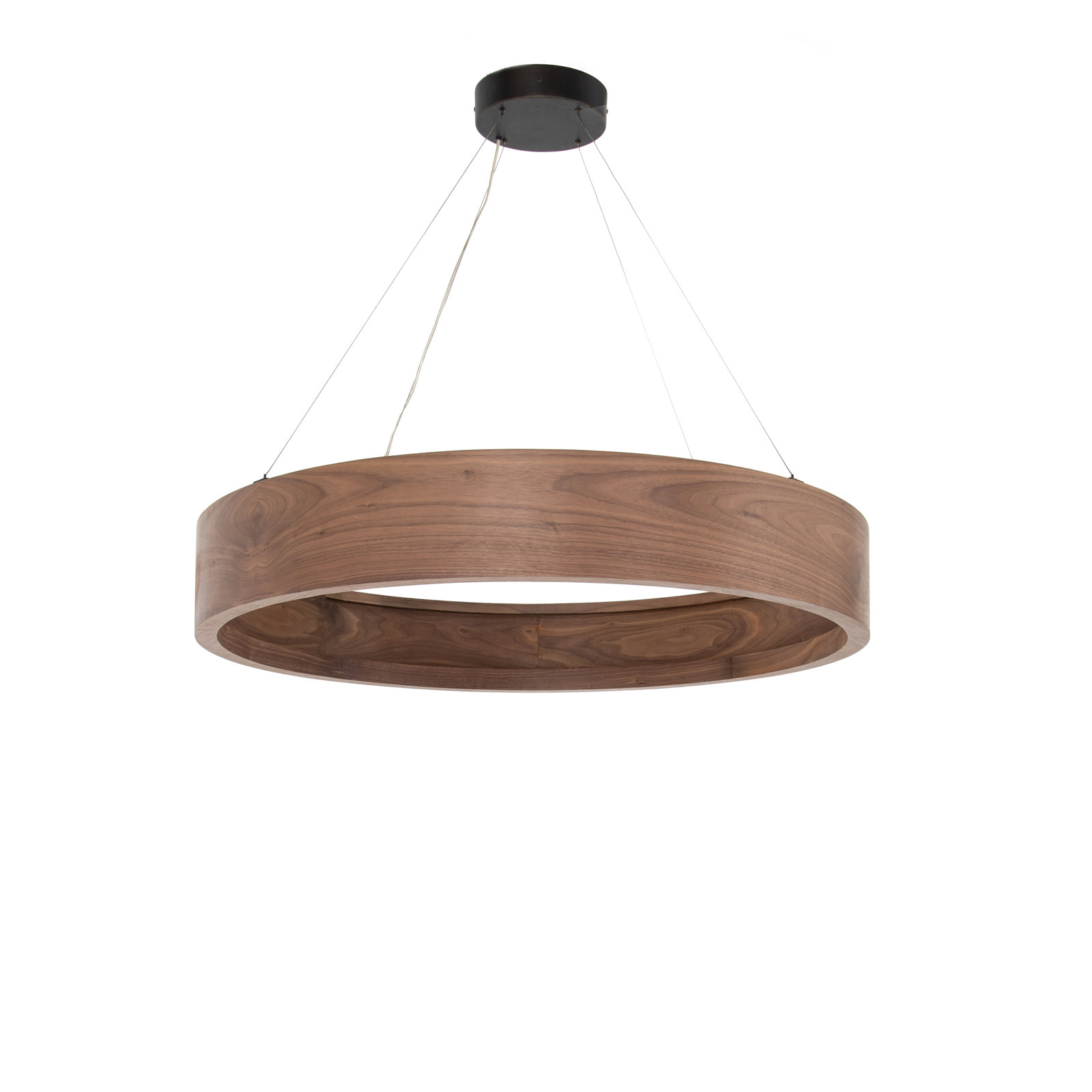 Lottie Single - Light Chandelier, Walnut Veneer, 25" H x 33" W x 33" D