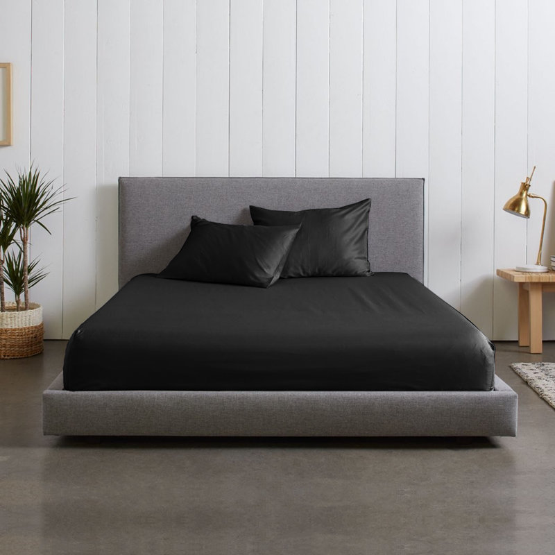 Microfiber Brushed Fitted Sheet, Kingsize (5'), Black