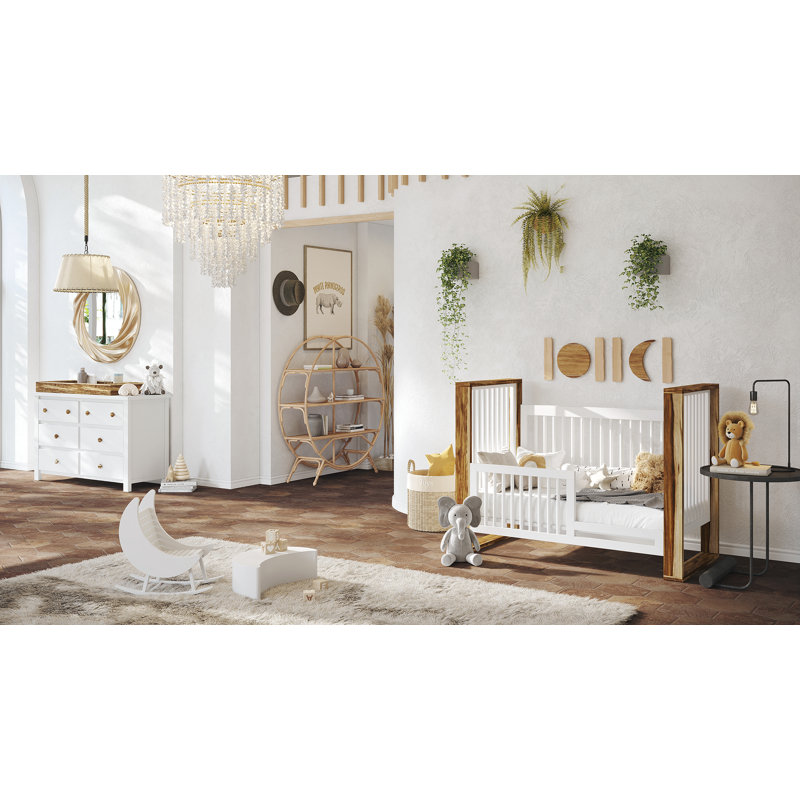 Milk Street Baby True Traditional Crib (Acacia/Snow), Acacia/White