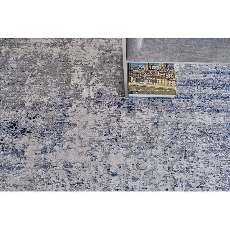 Intrigue Area Rug in Navy Blue, Rectangle 9' x 12'