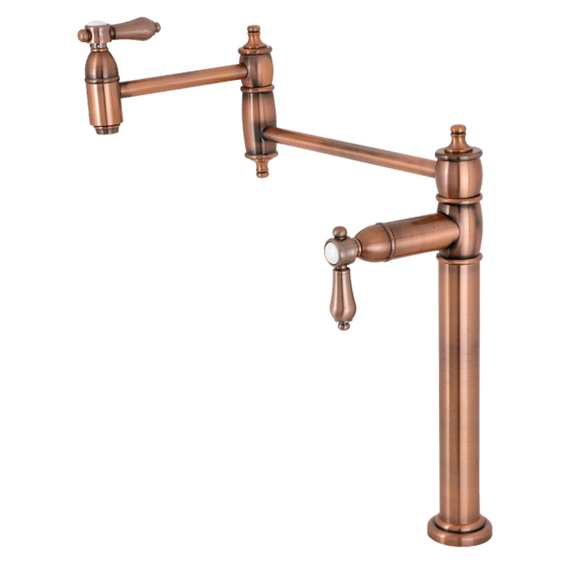 Kingston Brass Two-Handle 1-Hole Deck Mount Pot Filler Faucet, Antique Copper
