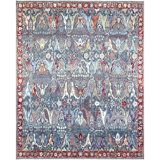 Hand Knotted Wool Oriental Area Rug in Dark Gray/Navy/Red/Ivory