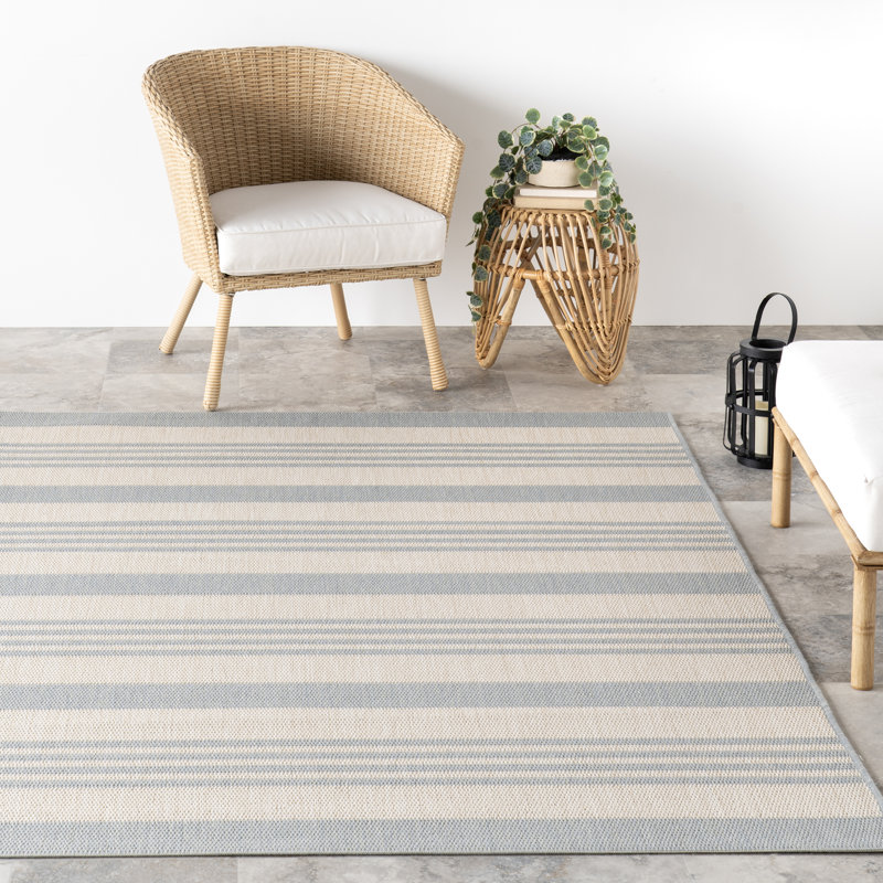 Tapis intérieur / extérieur à rayures multiples Robin, Rectangle 5 pi x 7 pi 8 po