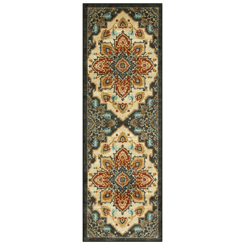 Ruby Washable Red Accent Rug, Runner 2' x 6'