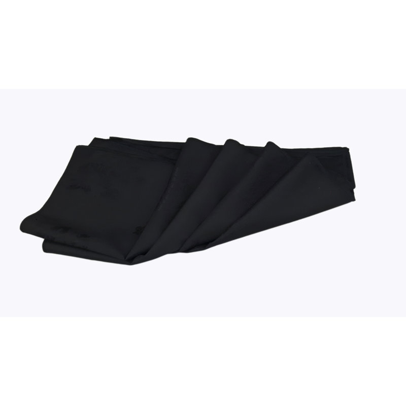 Ishaan Polyester Floral Square Napkin, Black