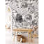 Rouleau de papier peint adhésif noir et blanc pivoine-561843358