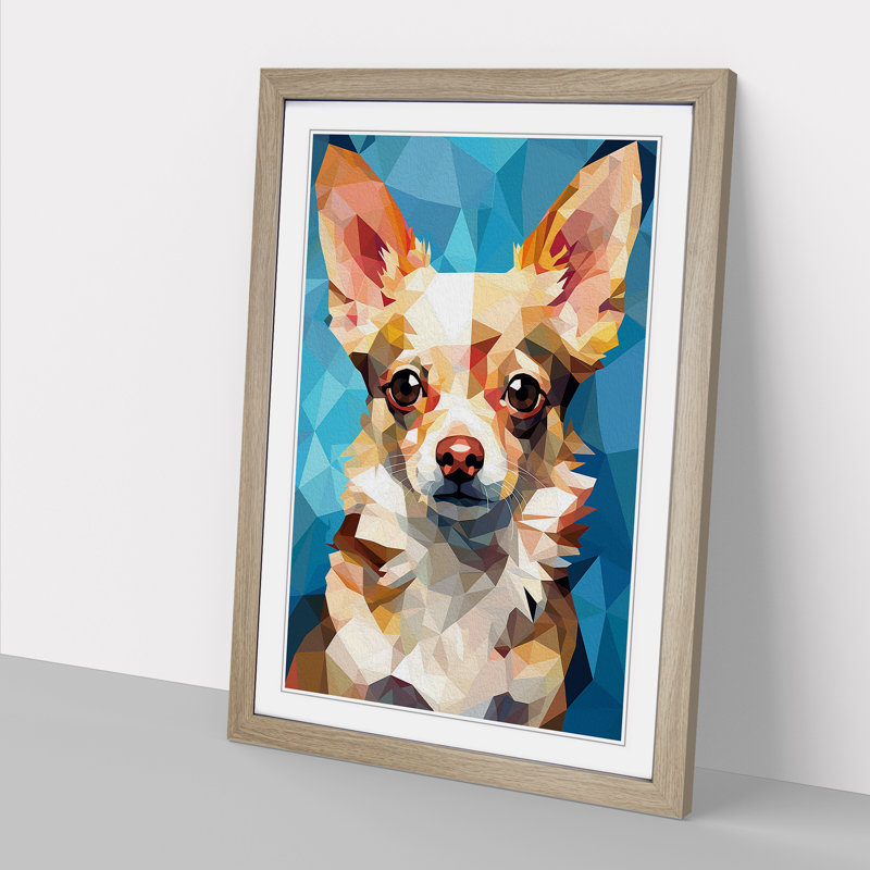 Chihuahua Cubism - Single Picture Frame Print on Wood, Oak Framed, 46cm H x 34cm W x 2" D