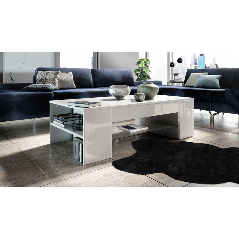 Alldredge Mazzone Coffee Table with Storage Space, White