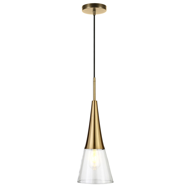 Luminaire suspendu conique à 1 lumière Myra, Laiton