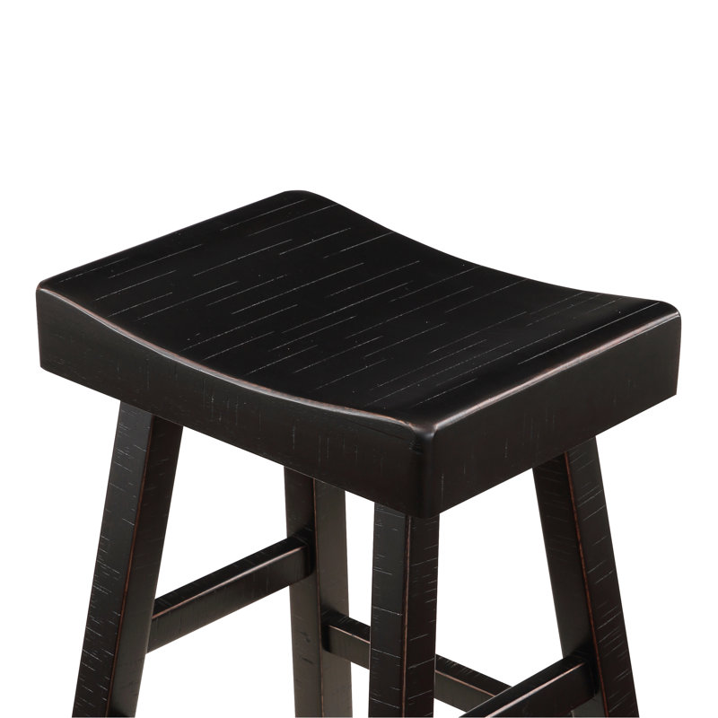 Transitional Bar Stools, Solid Rubberwood, 2pcs, 250lbs 2pcs Wood Transitional, Capacity, Black
