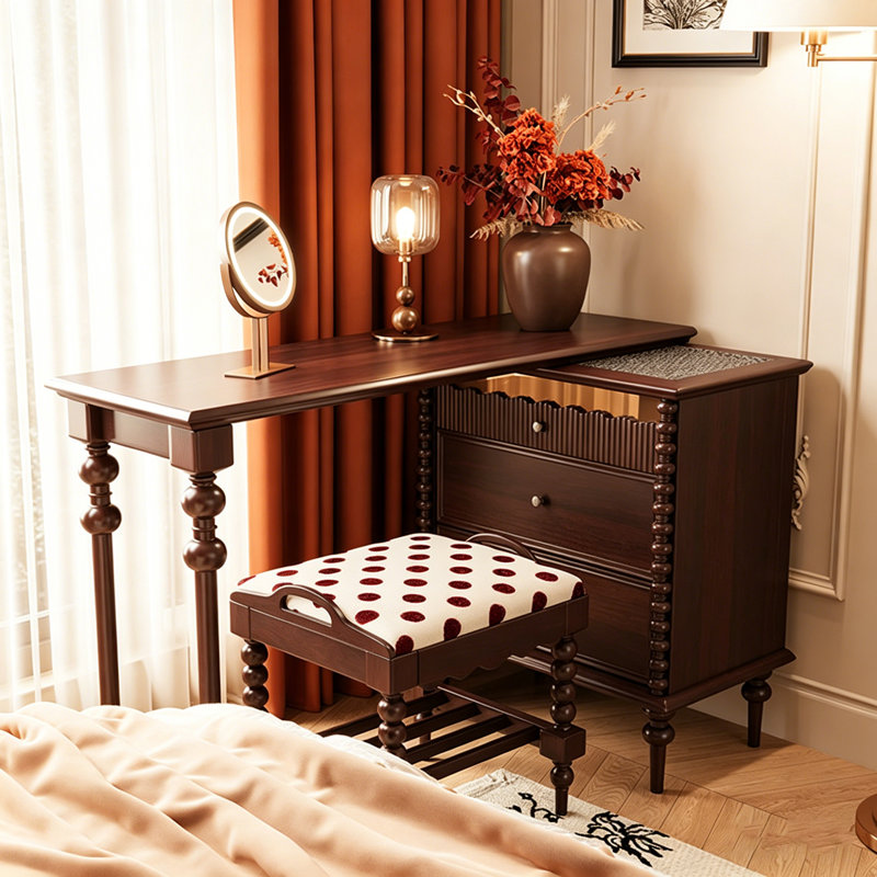 Commode et coiffeuse à rallonge en bois massif rétro