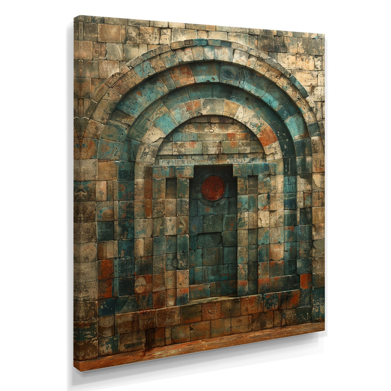 «Rustic Blue Door In Old Stone Façade», impression d'art mural de porte de ferme, H 20 po x l 12 po x P 1 po, Toile tendue