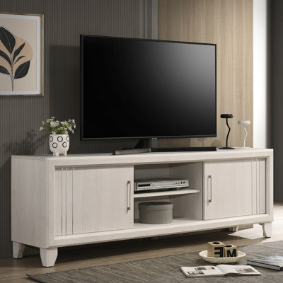 Contemporary 1pc TV Stand Media Console Open Shelves Silver-toned Hardware Entertainment Console Wooden Living Room Furniture