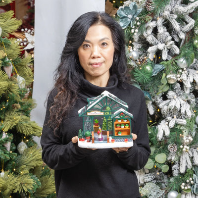 Holly Homestead LED Table Decor Greenhouse with Rotating Tree and Music, 8" x 7.5"
