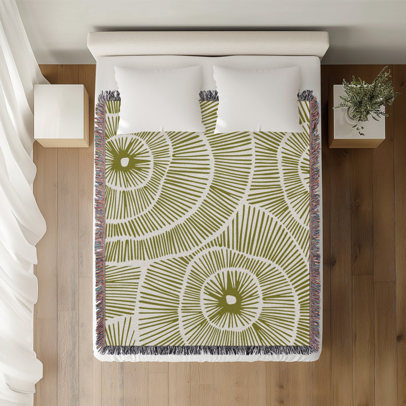 Jeté en coton Ray, Chartreuse, 60 po x 80 po