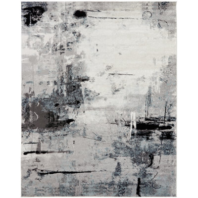 Stotfold Abstract Area Rug in White/Granite