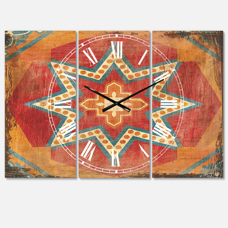 Carreaux marocains orange, collage I - horloge murale bohémienne