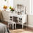 44.4" Makeup Vanity With 28.4" Swivel Mirror, 5 Different Drawers, 2 Adjustable Cabinets, White Finish, Space Bedroom Dressing Station Desk