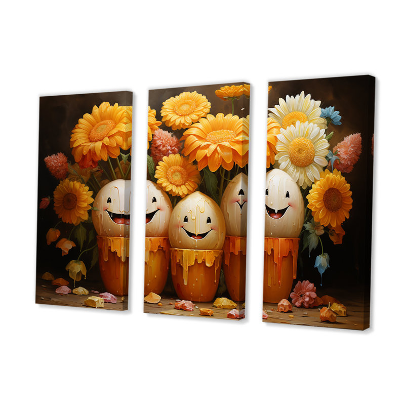 Chuckling Candy Corn - ensemble d'art mural sur toile Pop, H 40 po x l 60 po