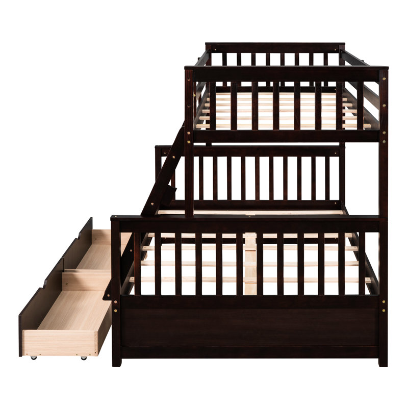 Lit superposé simple avec rangement stable et durabilité pour une utilisation optimale de l'espace, Lit double, Espresso