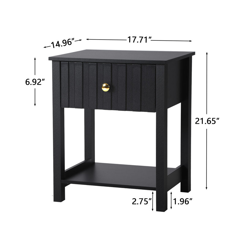 2 - Drawer End Table Set, Black