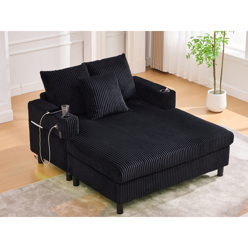 Chaise longue rembourrée 50 po, Noir