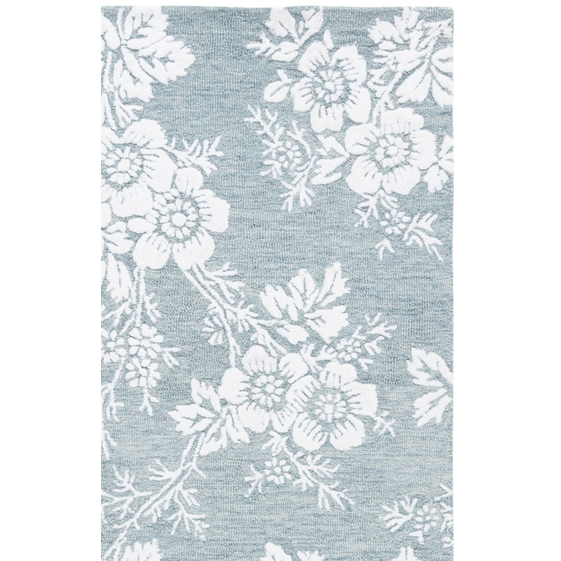 Glamour Hand Tufted Wool, Viscose Floral Indoor Rug, Square 6'