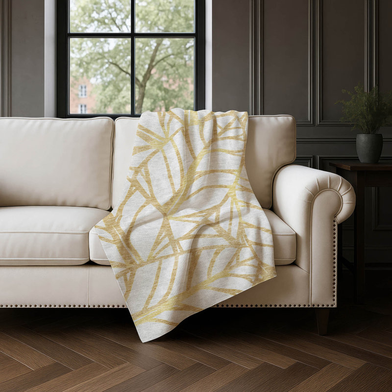 Jeté floral Addison Sherpa ASB741, Doré