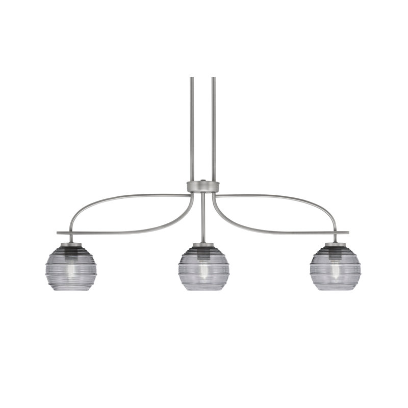 Luminaire pour îlot Cavella Light avec verre nervuré de 6 po, Graphite, Fumée