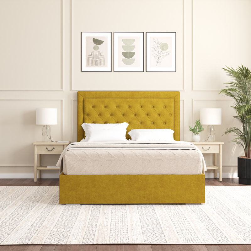 Merissa Upholstered Bed Frame, Turmeric, Small Double (4')