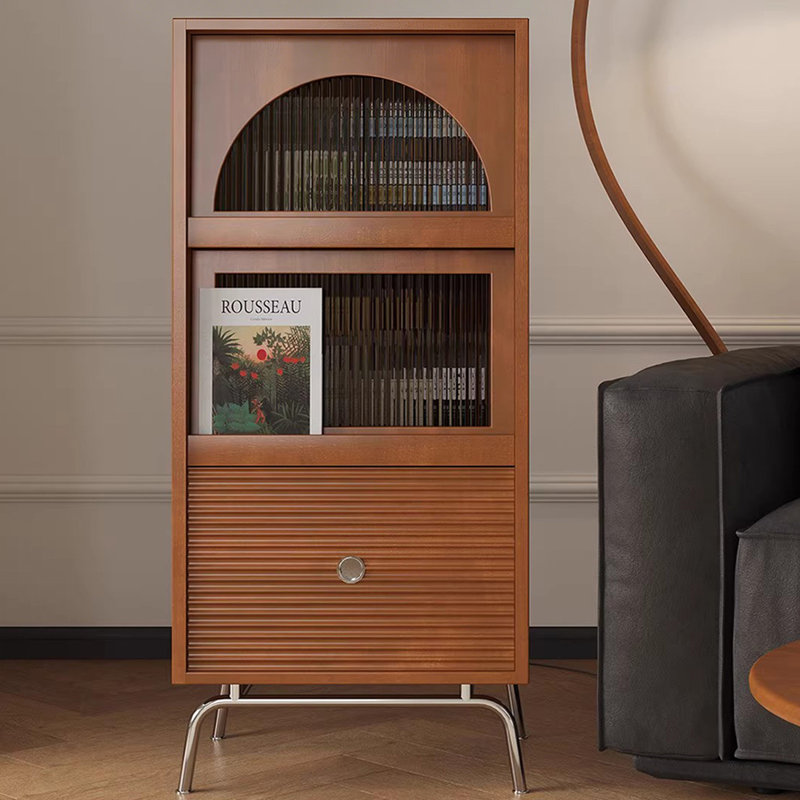 Modern Brown Solid Wood Accent Cabinet