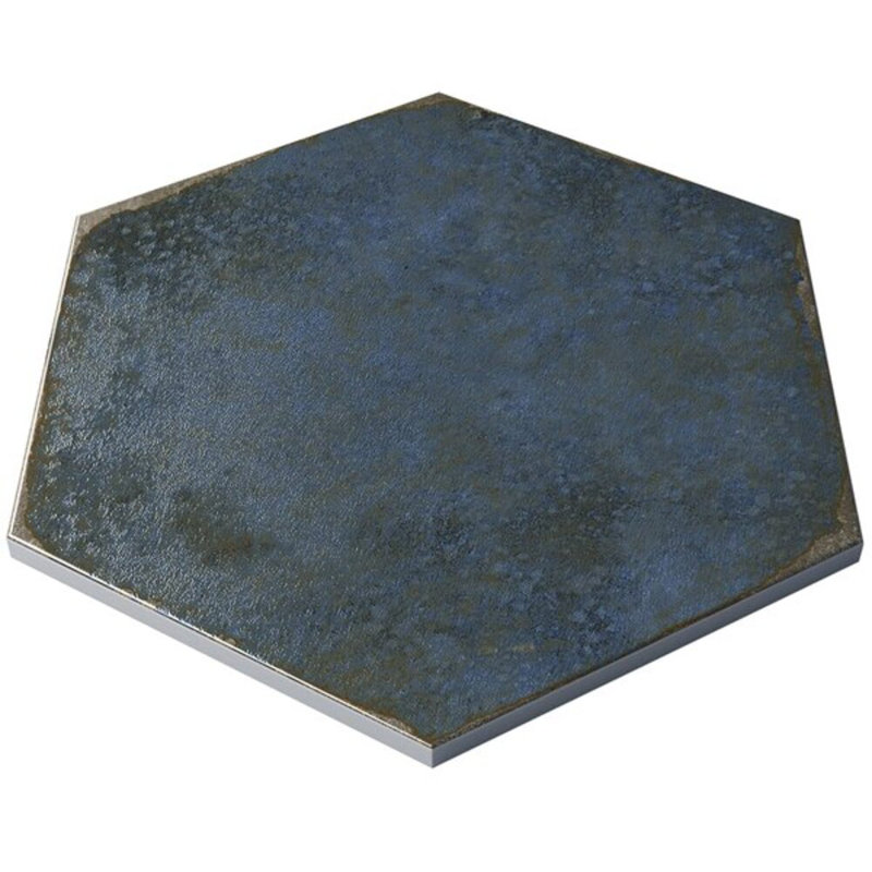 Kalay 9" Hexagon Polished Porcelain Tile, Blue