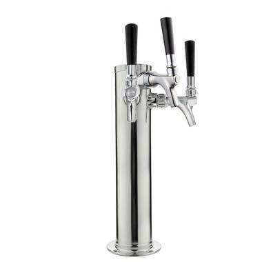 Draft Beer Tower - Black Iron - Double Tap - Standard Stainless Steel Faucet