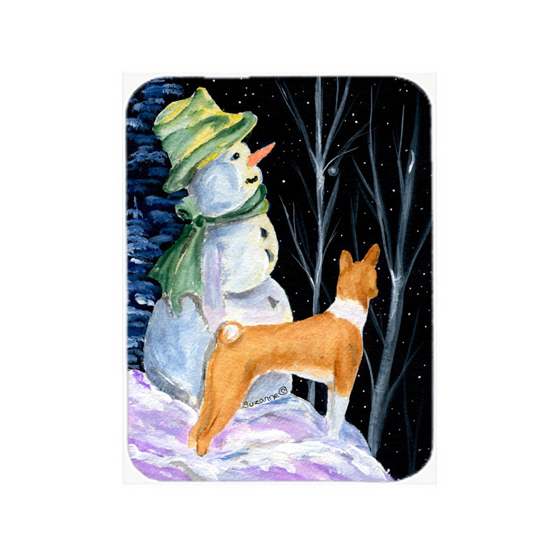 Niam avec planche à découper en verre Basenji