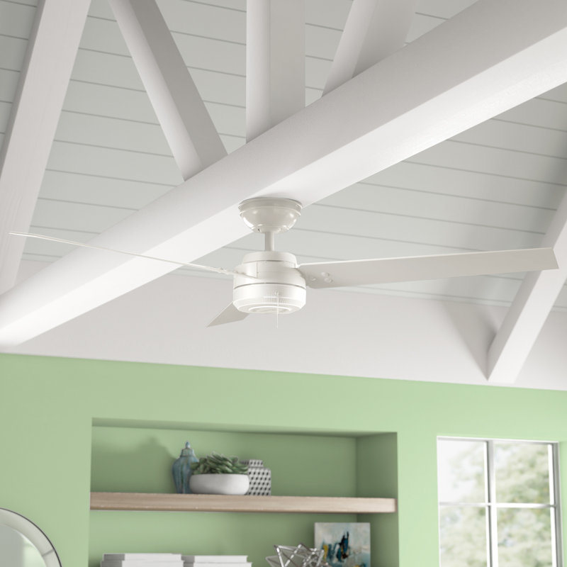 52" Cassius 3 - Blade Outdoor Standard Ceiling Fan with Pull Chain, Fresh White