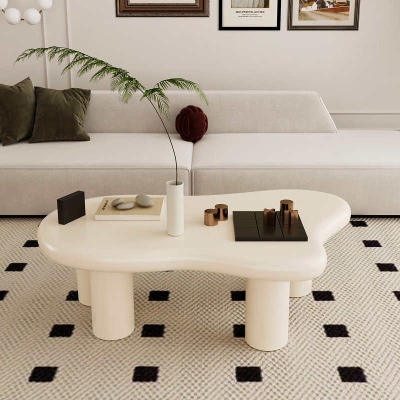 Table basse de 40 pouces en forme de nuage pour le salon, beige