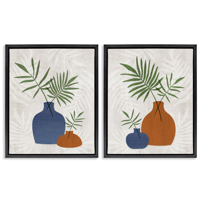  Ensemble de 2 vases flottants Mid-Century par Natalie Carpentieri, H 21 po x l 17 po, Cadre flottant noir de jais