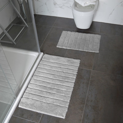 Shiwanda Ribbed Two Piece Bath Mat Set