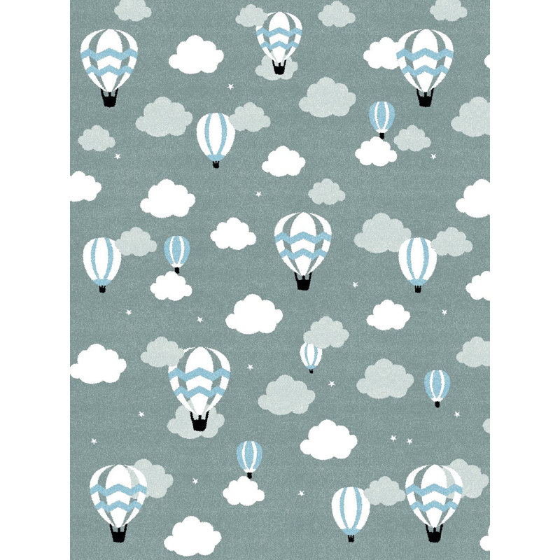 Tapis décoratif intérieur/extérieur vert/blanc candis, Rectangle 5 pi 2 po x 7 pi 5 po
