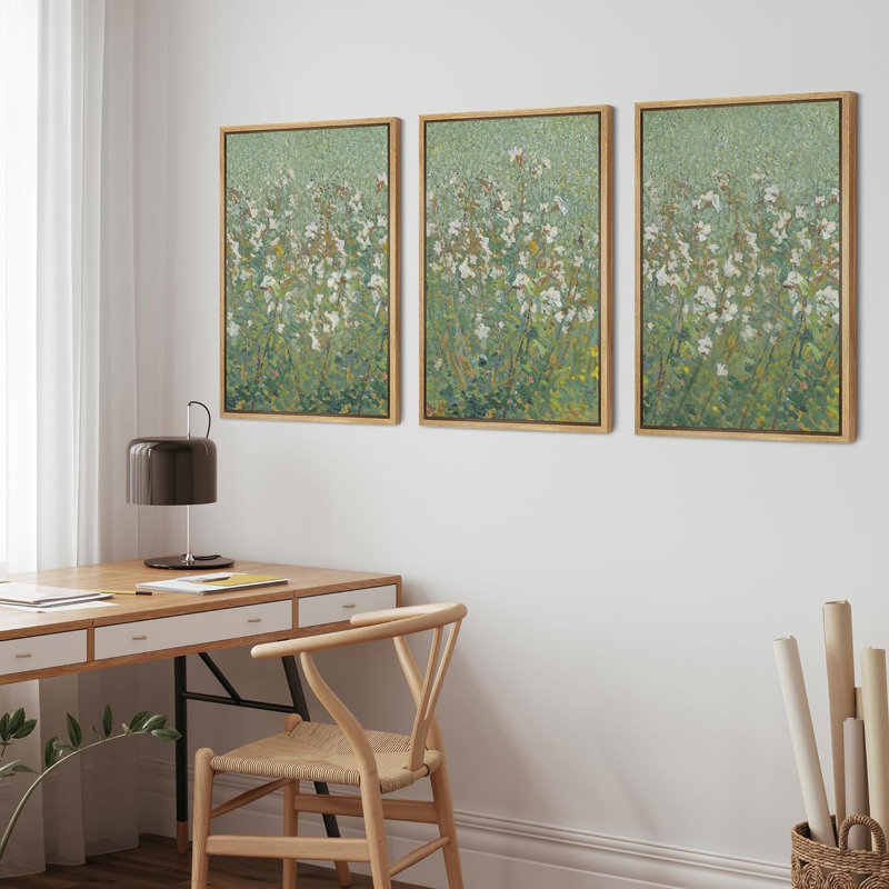 3 pièces vibrantes de fleurs de émeraude et de fleurs de Monet, champ de nature, nature et nature, Plastique naturel encadré