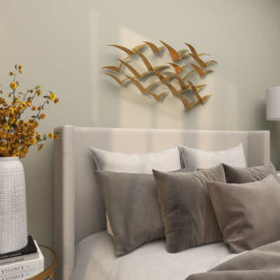 Gold Metal Bird Foiled Flying Home Wall Decor, 47" x 4" x 21"