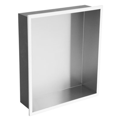 15'' W x 13'' H Bathroom Shower Niche, Stainless Steel Rectangular Wall Niche, Brushed Nickel