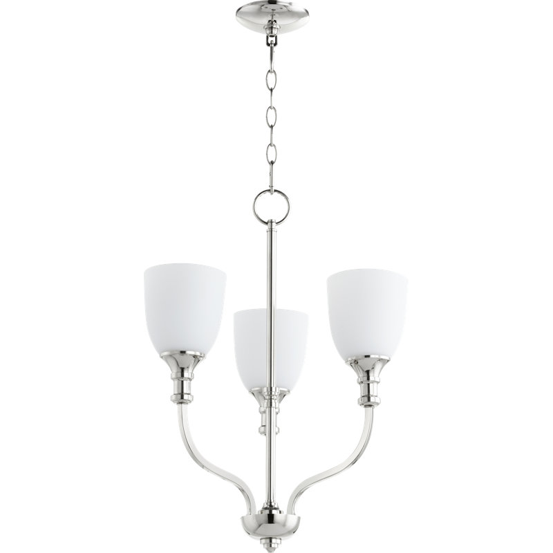 Lustre classique / traditionnel à 3 lumières Falbo, Blanc, Nickel poli