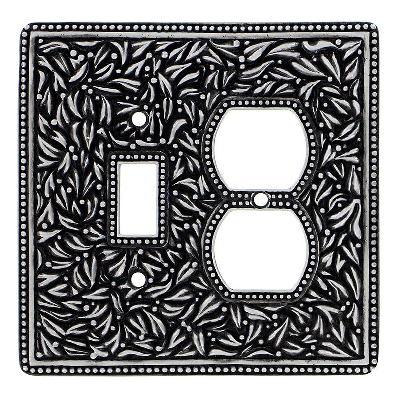 San Michele 2-Gang Duplex Outlet/Toggle Light Switch Combination Wall Plate, Antique Nickel, Standard